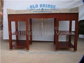 hotel bathroom vanity with wood legs